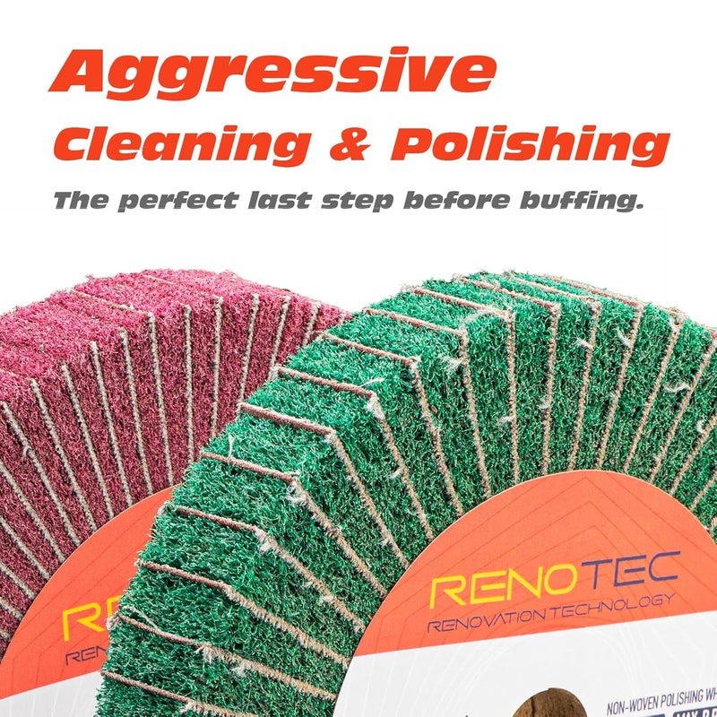 RENOTEC 6 Inch Flap Wheel, Non-Woven Abrasive Polishing Wheel, 1 Inch Thickness, 3/4 Inch Arbor, for Bench Grinder (Assorted Grit240 Grit320 SP) - Image 5